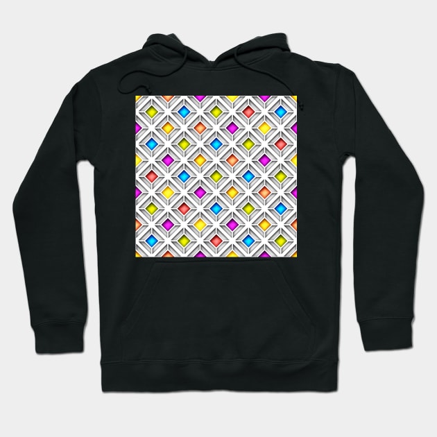 3d Geometric Pattern, Rhombic Motif Hoodie by lissantee